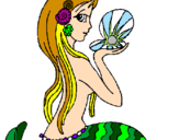 Coloring page Mermaid and pearl painted byAshleigh
