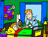 Coloring page Little boy in hospital painted bykelan