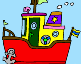 Coloring page Boat with anchor painted bykelan