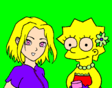 Coloring page Sakura and Lisa painted byAriana$