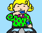 Coloring page Little girl brushing her teeth painted byAriana$