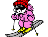 Coloring page Little boy skiing painted byyasmina