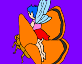 Coloring page Fairy and butterfly painted byisabel