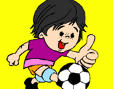 Coloring page Boy playing football painted byyazhini