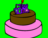 Coloring page New year cake painted byAriana$