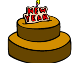 Coloring page New year cake painted bykinnary