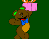 Coloring page Teddy bear with present painted byAriana$