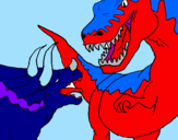Coloring page Dinosaur fight painted byalex