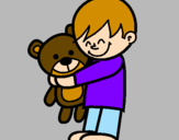 Coloring page Boy with teddy painted byAriana$