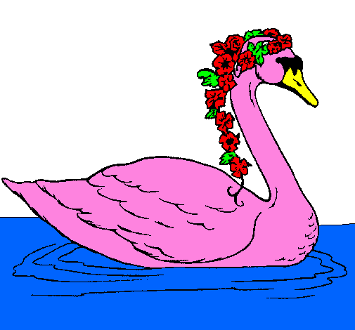 Coloring page Swan with flowers painted byanaluizarodrigues