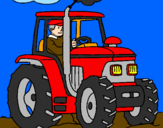 Coloring page Tractor working painted bymn