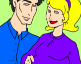 Coloring page Father and mother painted byeu