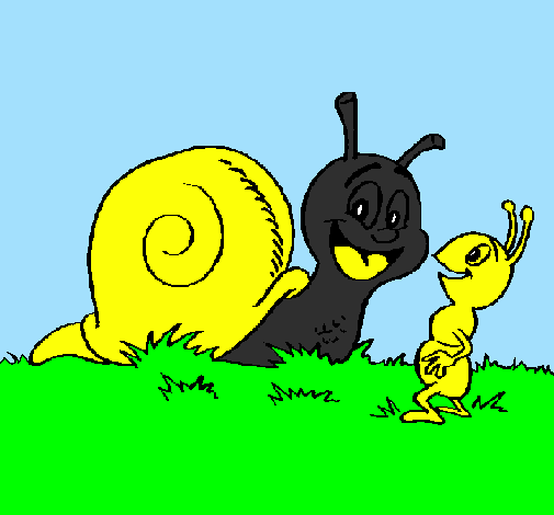 Coloring page Snail and ant painted byMN