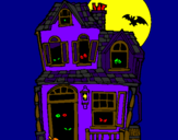 Coloring page Mysterious house II painted bylittle cat
