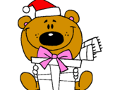 Coloring page Teddy bear with present painted byjasmine