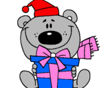 Coloring page Teddy bear with present painted byjose alberto