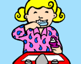 Coloring page Little girl brushing her teeth painted byGATINHA