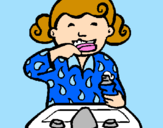 Coloring page Little girl brushing her teeth painted bymariana