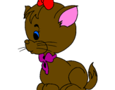 Coloring page Cat with bow painted by%u05D4%u05D9%u05DC%u05D4