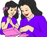 Coloring page Mother and daughter painted byjasmine