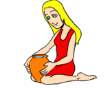 Coloring page Woman and urn painted byGATINHA