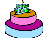 Coloring page New year cake painted bydiana y sara