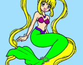 Coloring page Mermaid with pearls painted byjasmine
