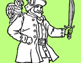 Coloring page Pirate with parrot painted bymarus