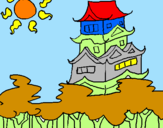 Coloring page Japanese house painted byernest666