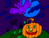 Coloring page Halloween landscape painted bymariana
