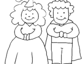 Coloring page Princess and king painted byt