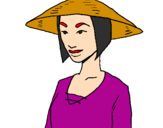 Coloring page Chinese woman painted byeduardo