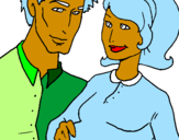 Coloring page Father and mother painted byAlex John Moncera