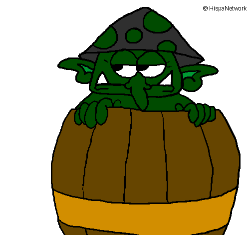 Coloring page Goblin in a barrel painted byvilla rica kid