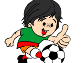 Coloring page Boy playing football painted bymia
