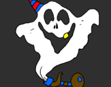 Coloring page Ghost with party hat painted bydragons eye