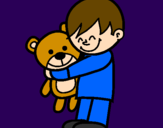 Coloring page Boy with teddy painted bymandela 1
