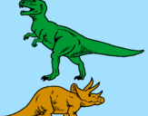 Coloring page Triceratops and Tyrannosaurus rex painted byThieli