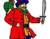 Coloring page Pirate with parrot painted byJUACA