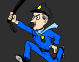 Coloring page Police officer running painted byviper