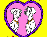 Coloring page Dalmatians in love painted byARIEL