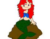 Coloring page Mermaid sitting on a rock painted byfiona