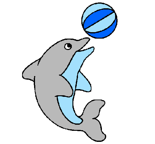 Coloring page Dolphin playing with a ball painted bysopha