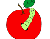 Coloring page Apple with worm painted byamramr