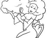 Coloring page Princess brushing her hair painted byTaylor