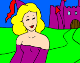 Coloring page Princess and castle painted bycaitiln