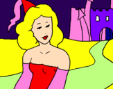 Coloring page Princess and castle painted byRachel