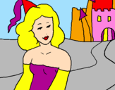 Coloring page Princess and castle painted byKiera