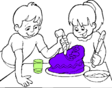 Coloring page Cake for mum painted bymikaela