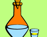 Coloring page Carafe and glass painted byale